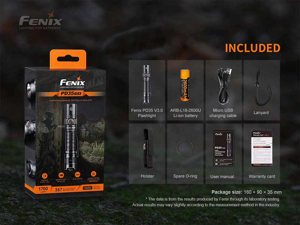 Fenix - Taktikaline LED-taskulamp laetav-1700 luumenit-2600 mAh-PD35 V3.0 8 Fenix - Taktikaline LED-taskulamp laetav-1700 luumenit-2600 mAh-PD35 V3.0 - Image 8